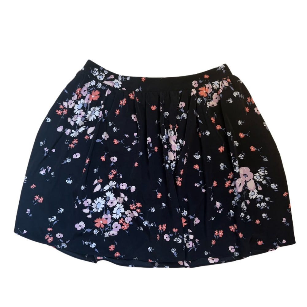 LC Lauren Conrad Black Floral Skater Skirt